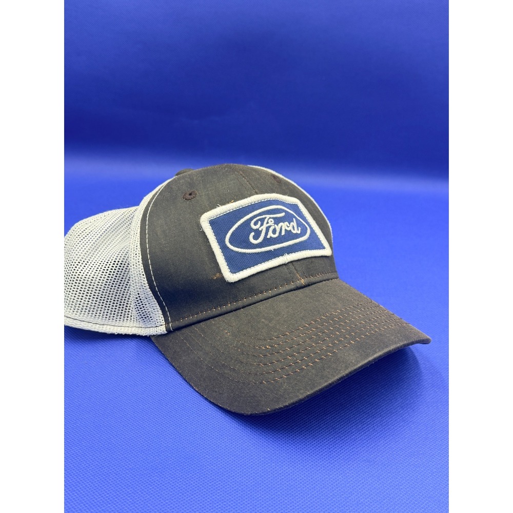 Ford Trucker Hat Gray Brown White Snapback Baseball Cap Logo Patch Adjustable